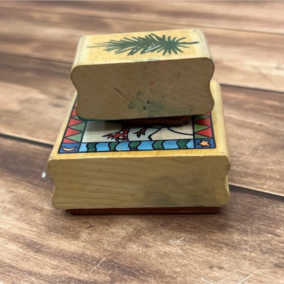 2 RUBBER STAMPEDE WOOD MOUNTED STAMPS SNOWMAN SQUARE A2647E POSH PINE Z151C - Picture 6 of 6